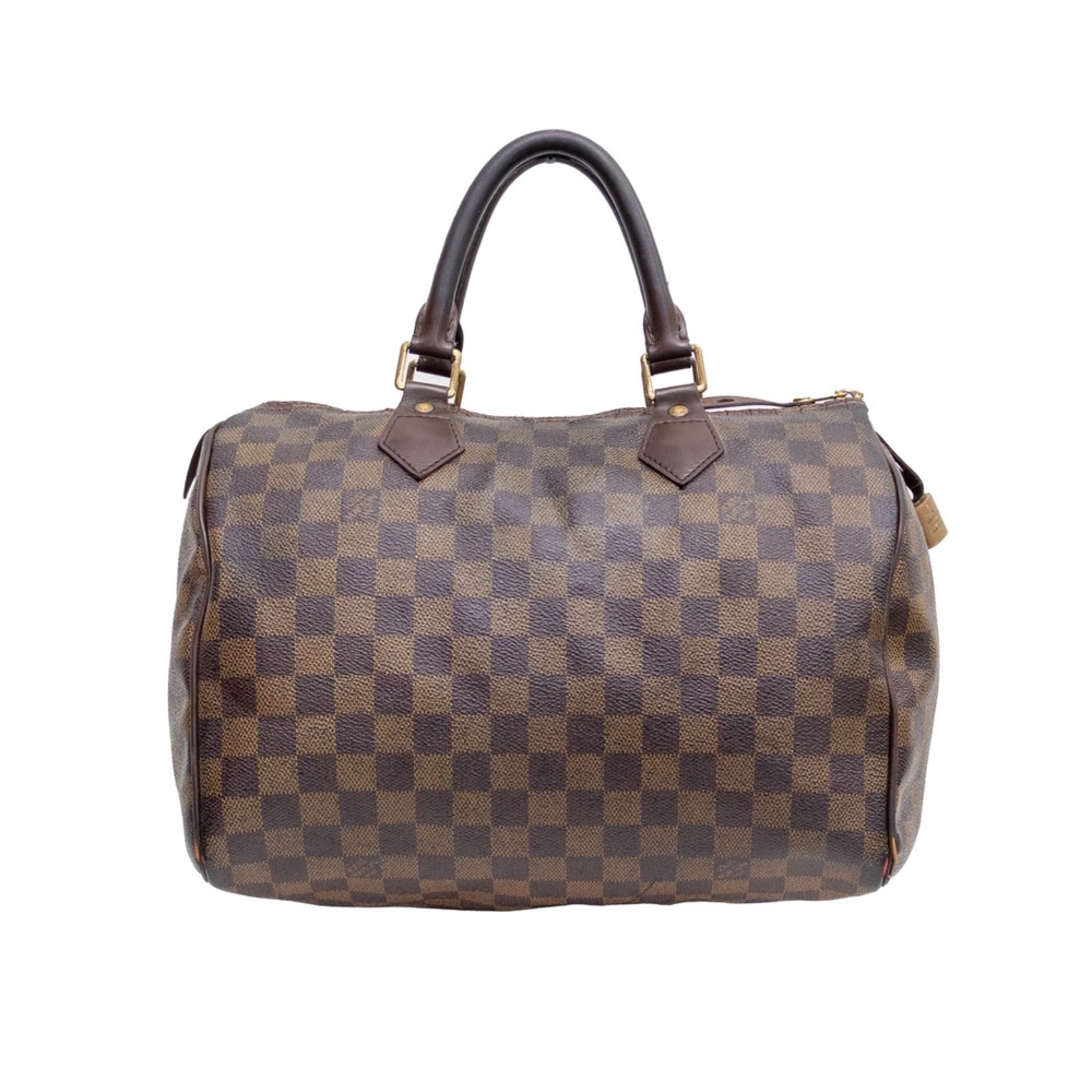 Louis Vuitton Damier Ebene Speedy 30 Boston Bag Brown Canvas Leather Authentic - Picture 2 of 11